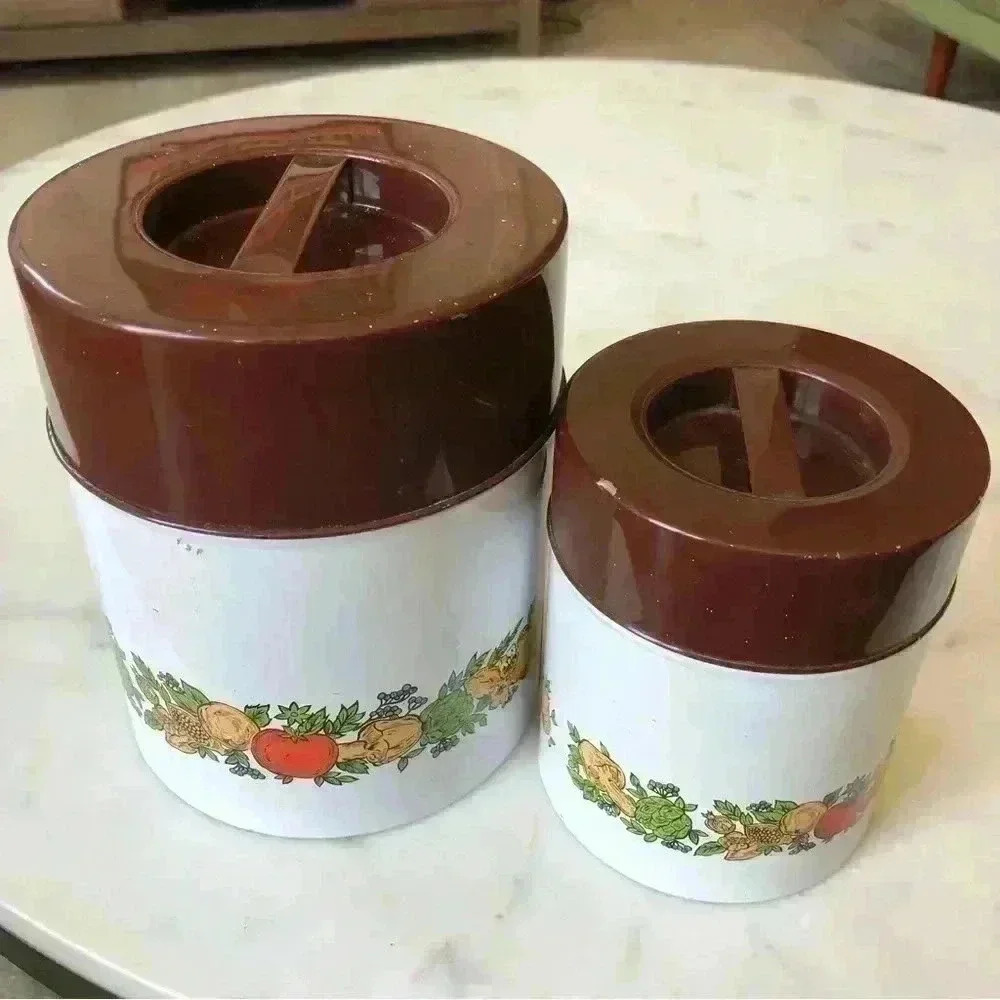 Vintage set of two MC made in Japan nesting  tins with lids